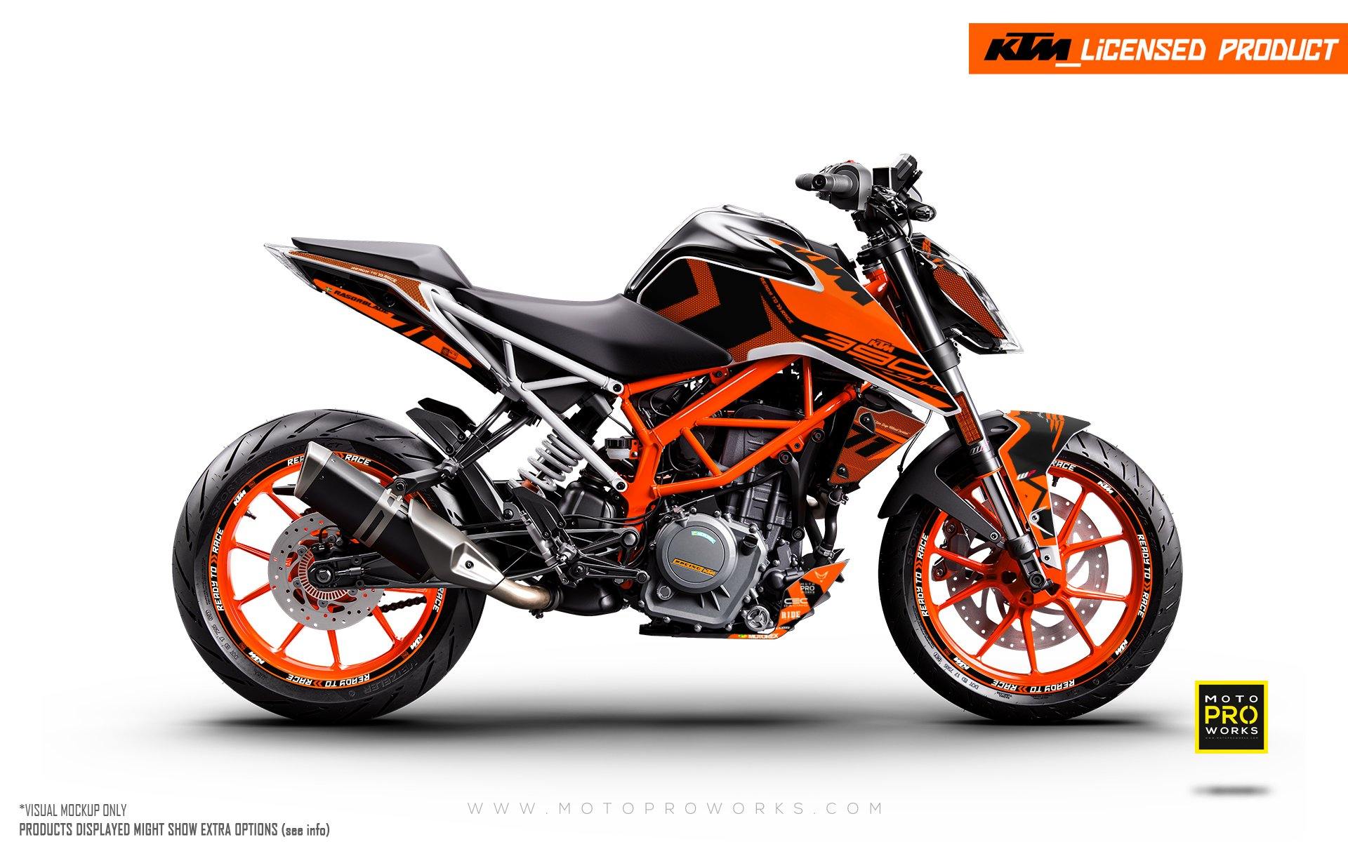 KTM 390 Duke GRAPHICS - "Rasorblade" (Orange) - MotoProWorks