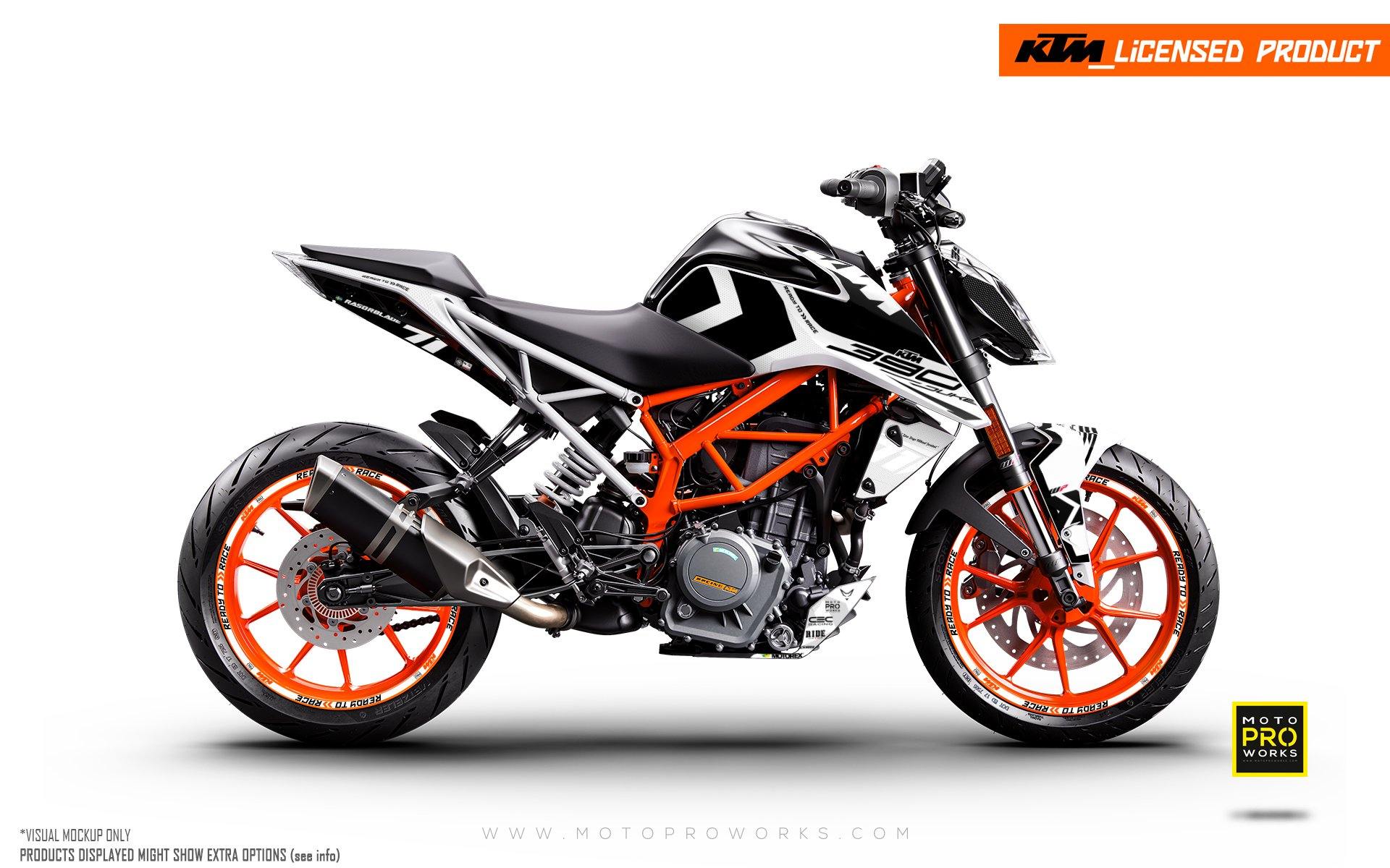 KTM 390 Duke GRAPHICS - "Rasorblade" (White) - MotoProWorks