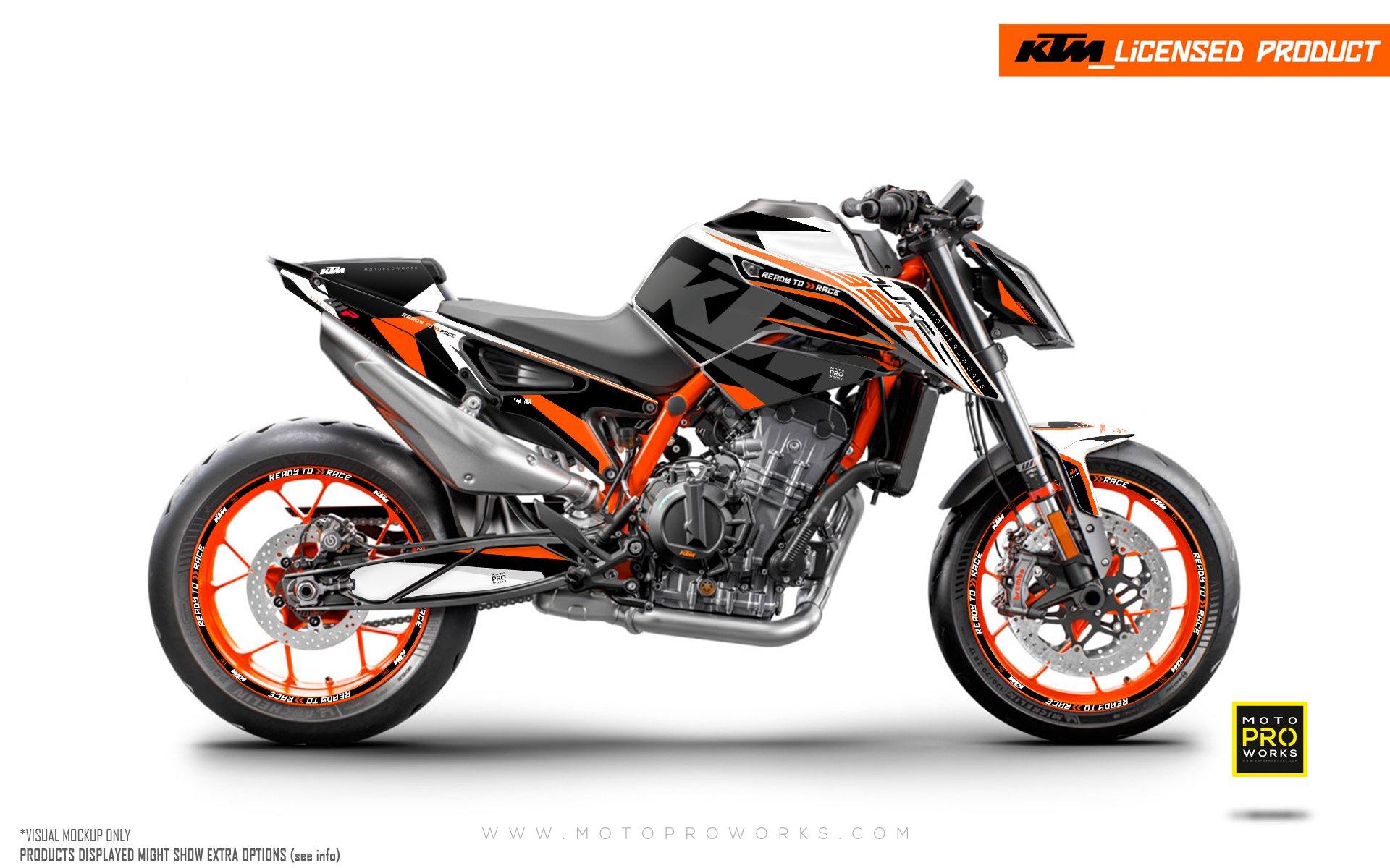 KTM 890 Duke R GRAPHICS - "Torque" (White/Black/Orange) - MotoProWorks