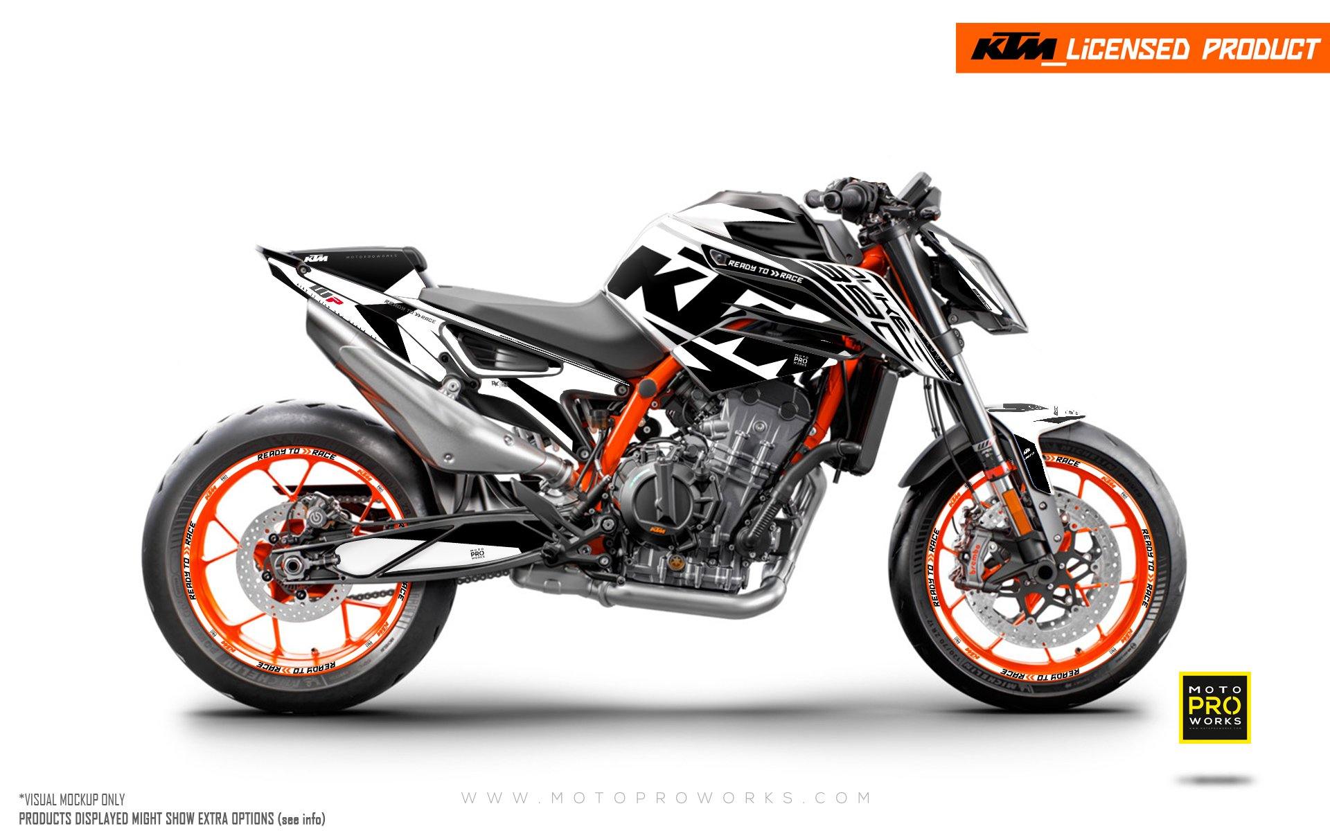 KTM 890 Duke R GRAPHICS - "Torque" (White/Black) - MotoProWorks