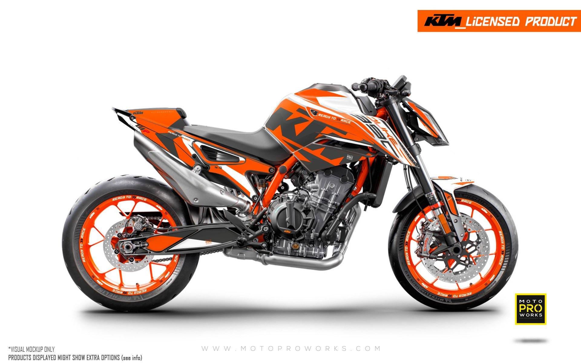 KTM 890 Duke R GRAPHICS - "Torque" (White/Orange) - MotoProWorks