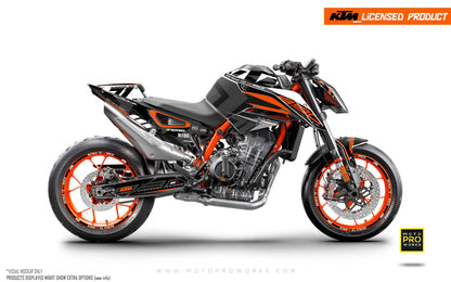 KTM 890 Duke R GRAPHICS - "Rasorblade" (Black/Orange) - MotoProWorks