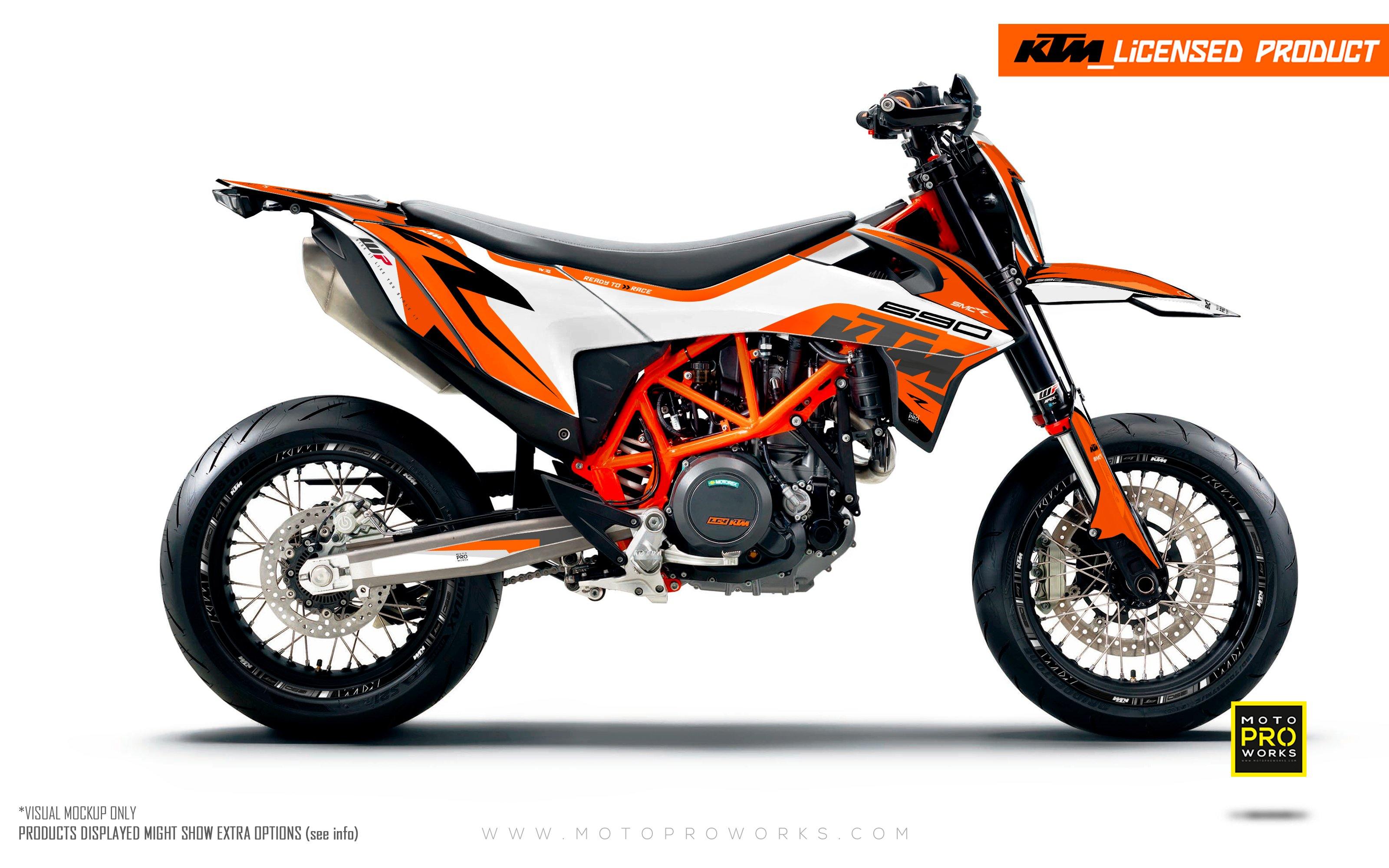 KTM 690 SMC-R GRAPHICS - "Torque" (White/Orange) - MotoProWorks