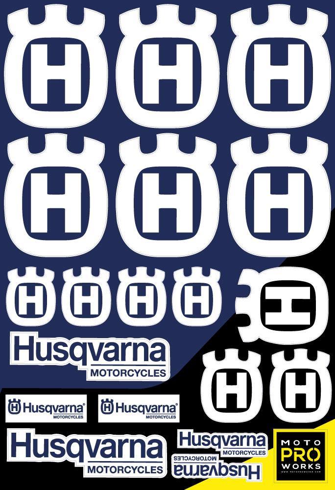 Husqvarna Sticker Sheets - "Large logo" (white) - MotoProWorks