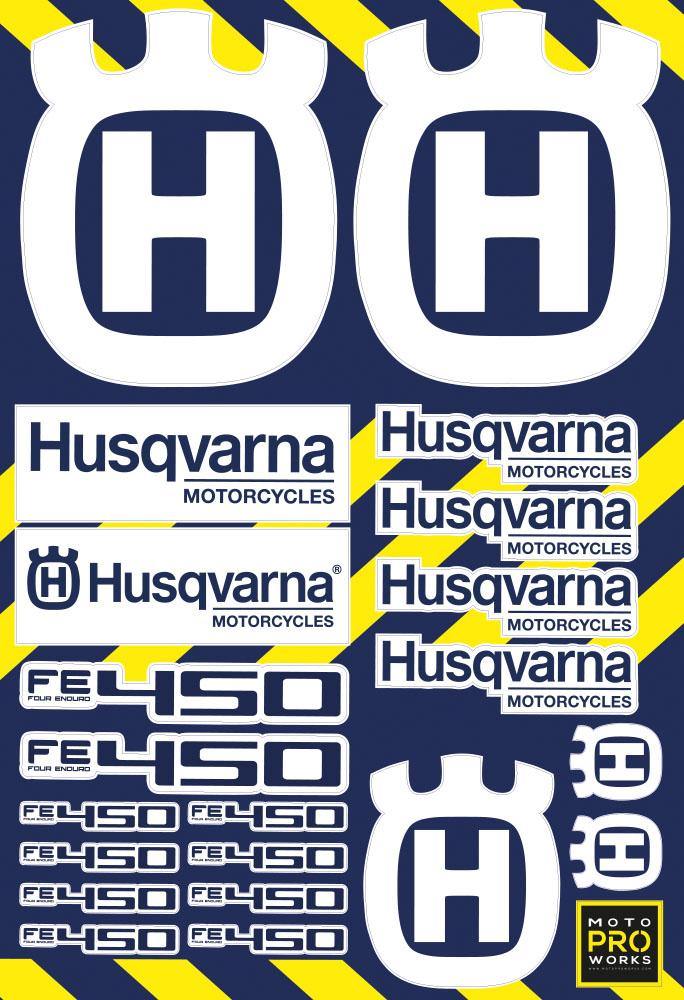 Husqvarna Sticker Sheets - "CC/Logo" (white) - MotoProWorks