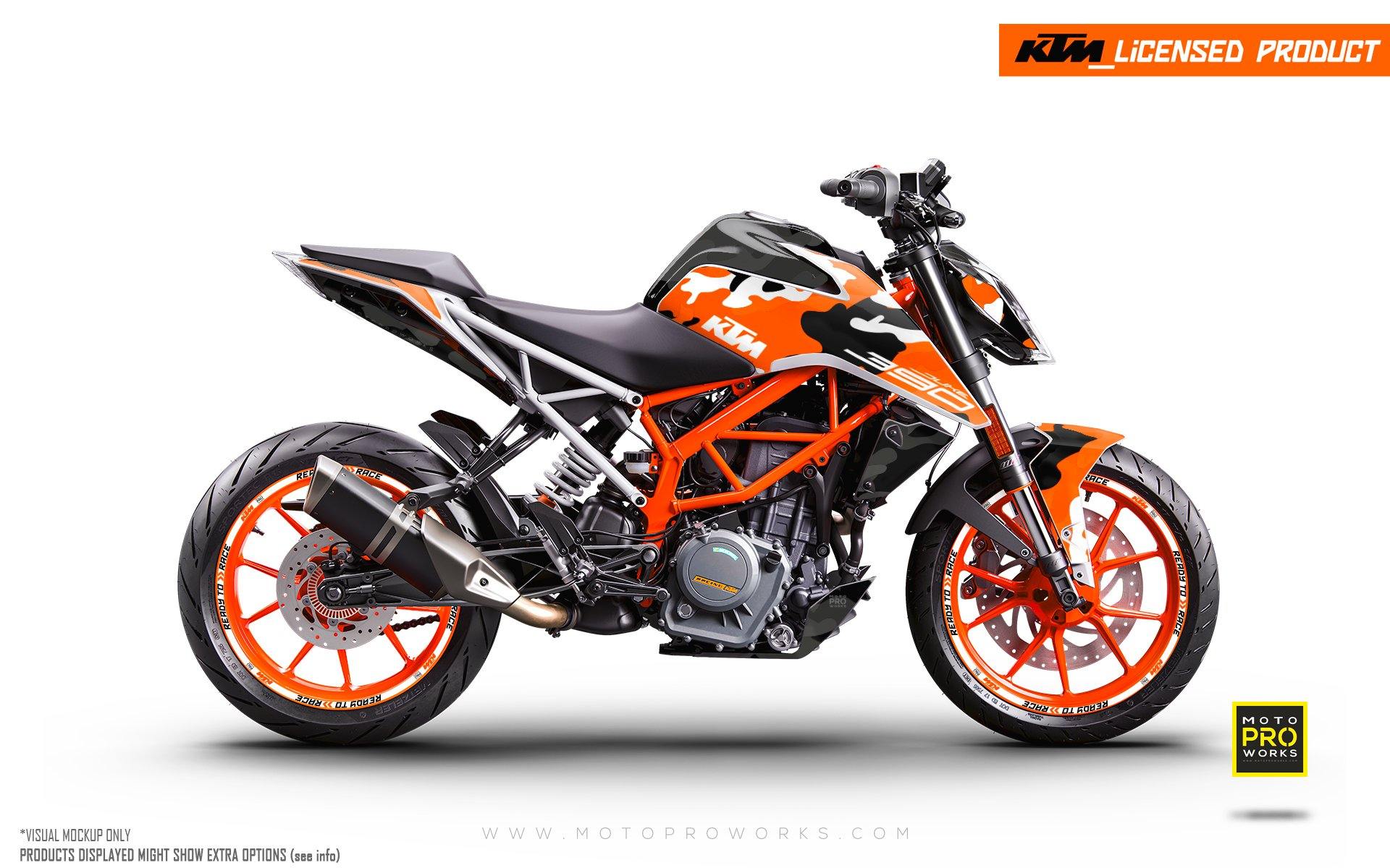 KTM 390 Duke GRAPHICS - "Camo" (Orange) - MotoProWorks