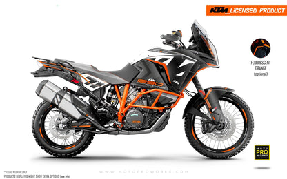 KTM 1290 Super Adventure GRAPHICS - "Rasorblade" (Black/Orange) - MotoProWorks