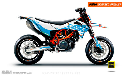 KTM GRAPHICS - 690 SMC-R "Racer" (White/Light Blue) - MotoProWorks