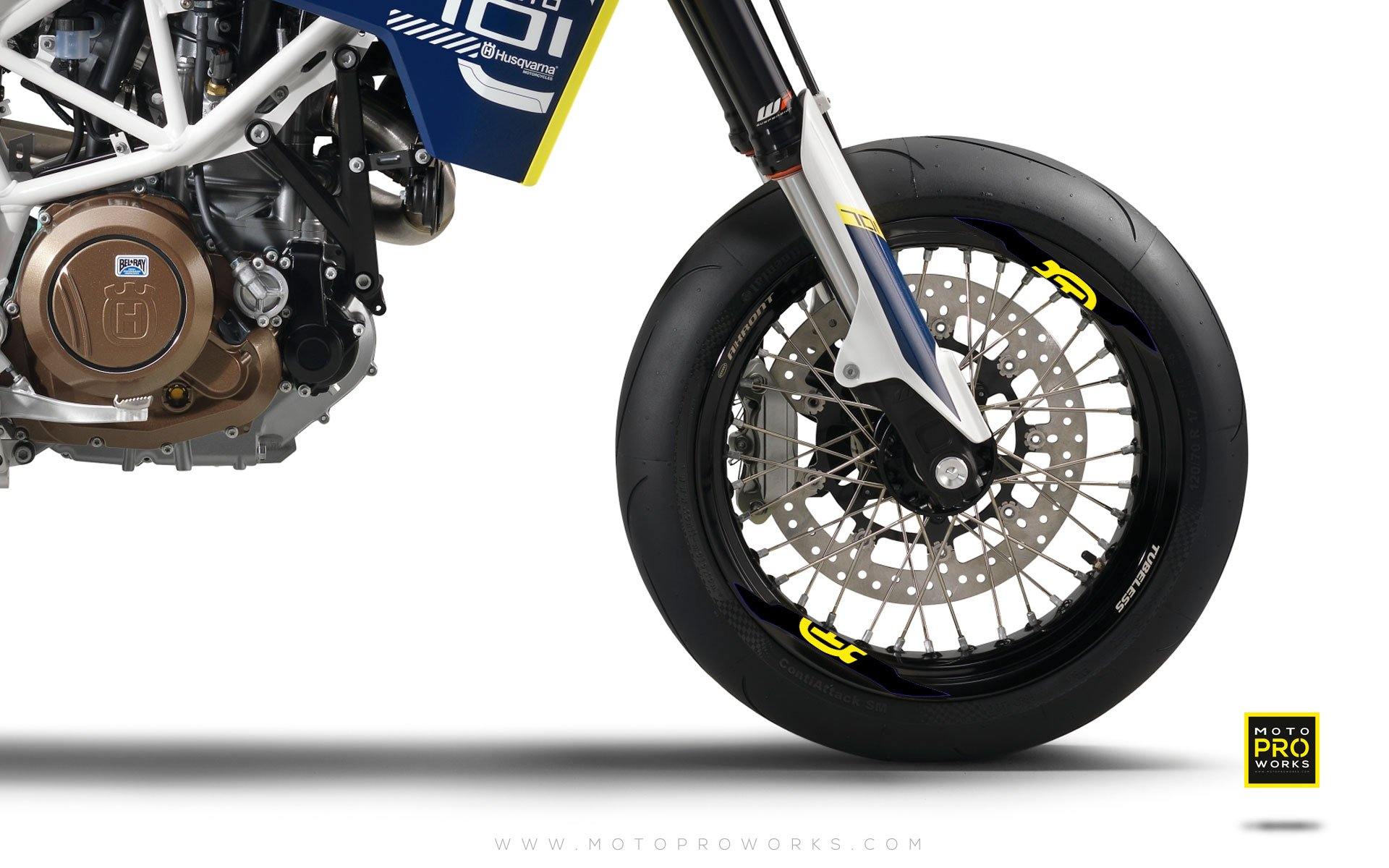 Rim Decal - "Husqvarna Icon" (black/yellow) - MotoProWorks