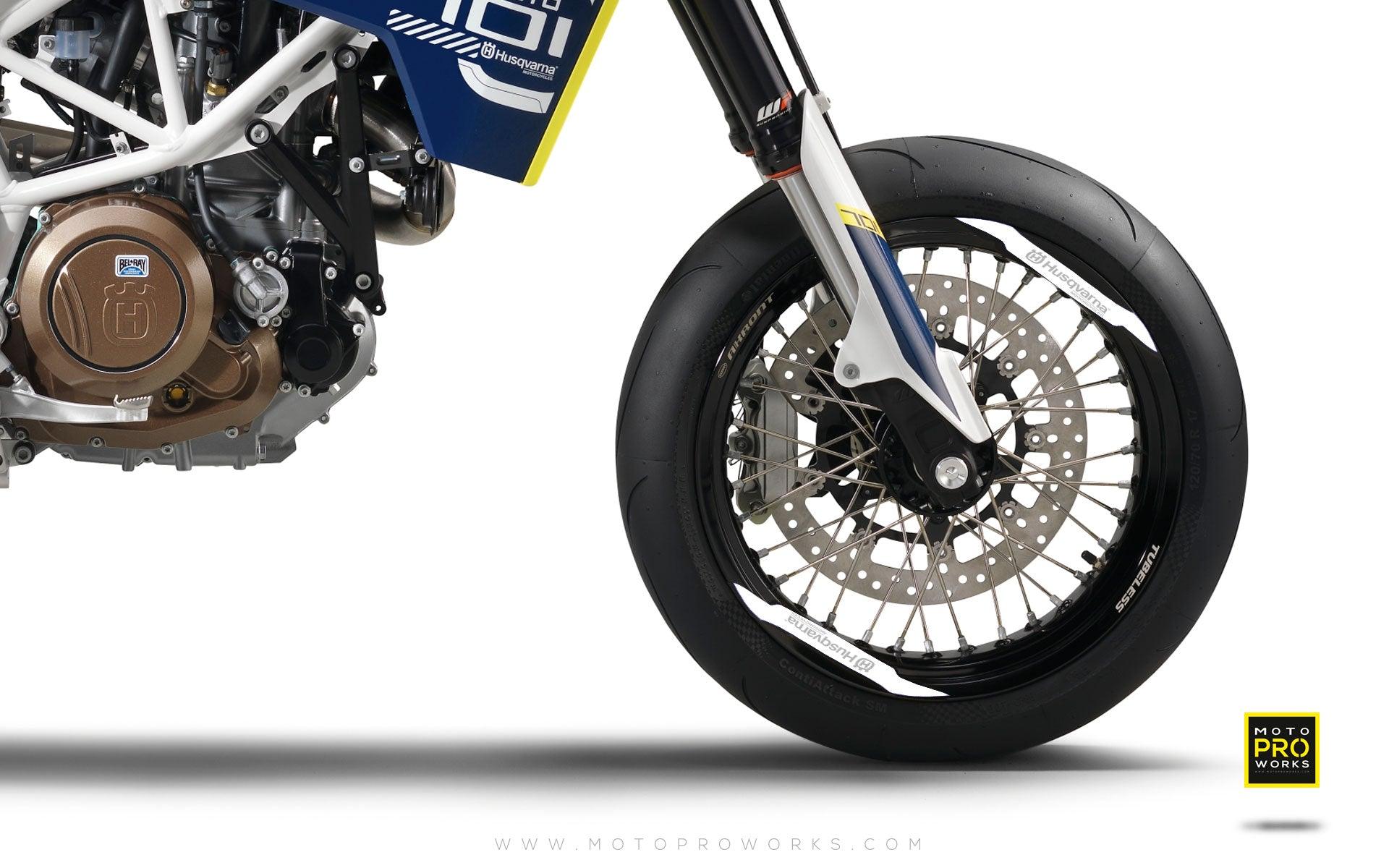 Rim Decal - "Husqvarna" (white/grey) - MotoProWorks
