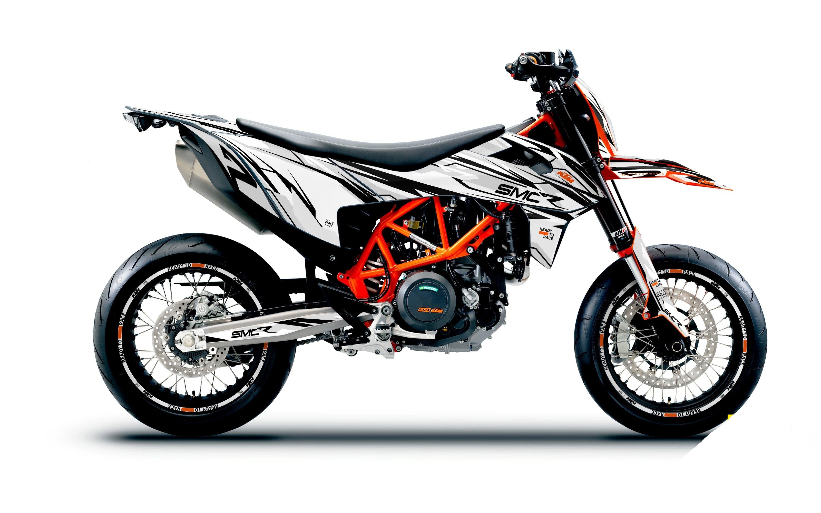 KTM 690 SMC-R GRAPHICS - "Ripple" (White/Black) - MotoProWorks