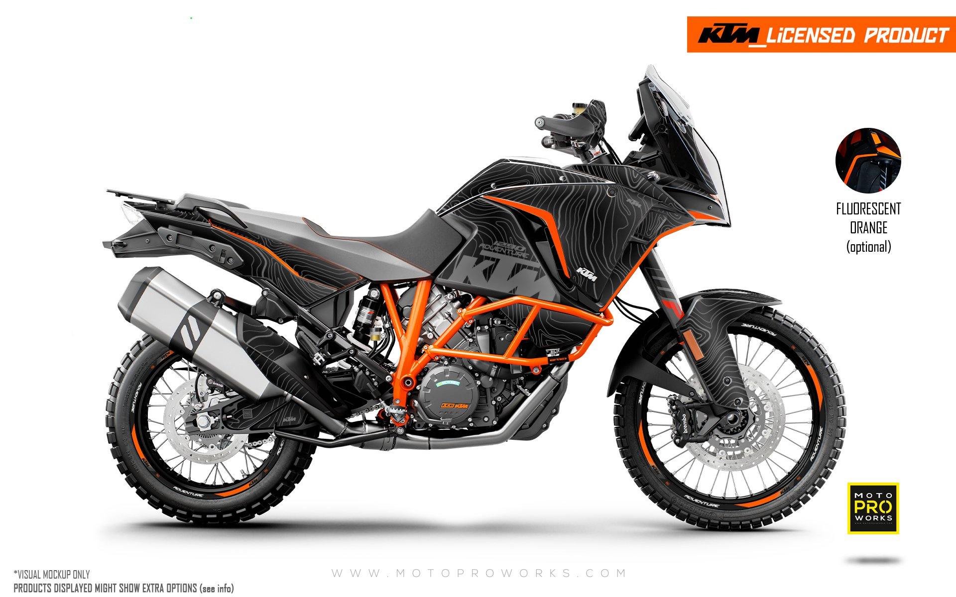 KTM 1290 Super Adventure GRAPHICS - "Topography" (Black) - MotoProWorks