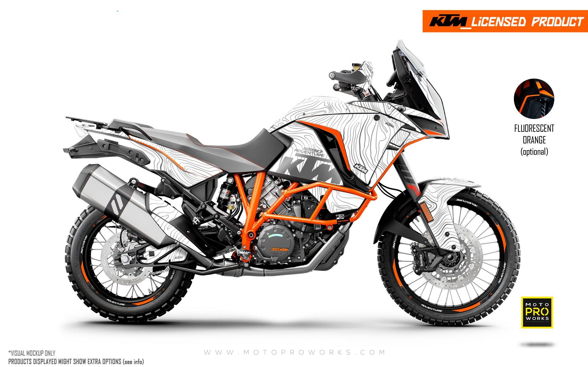 KTM 1290 Super Adventure GRAPHICS - "Topography" (White) - MotoProWorks