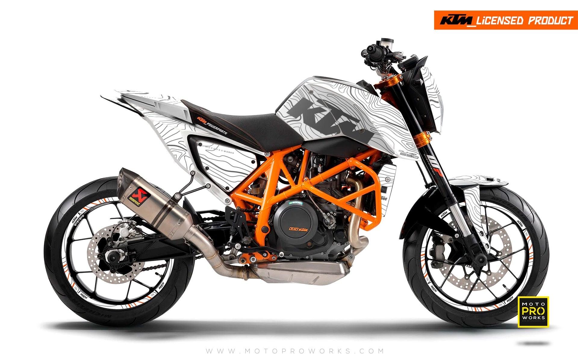 KTM 690 Duke GRAPHICS - "Topography" (White) - MotoProWorks