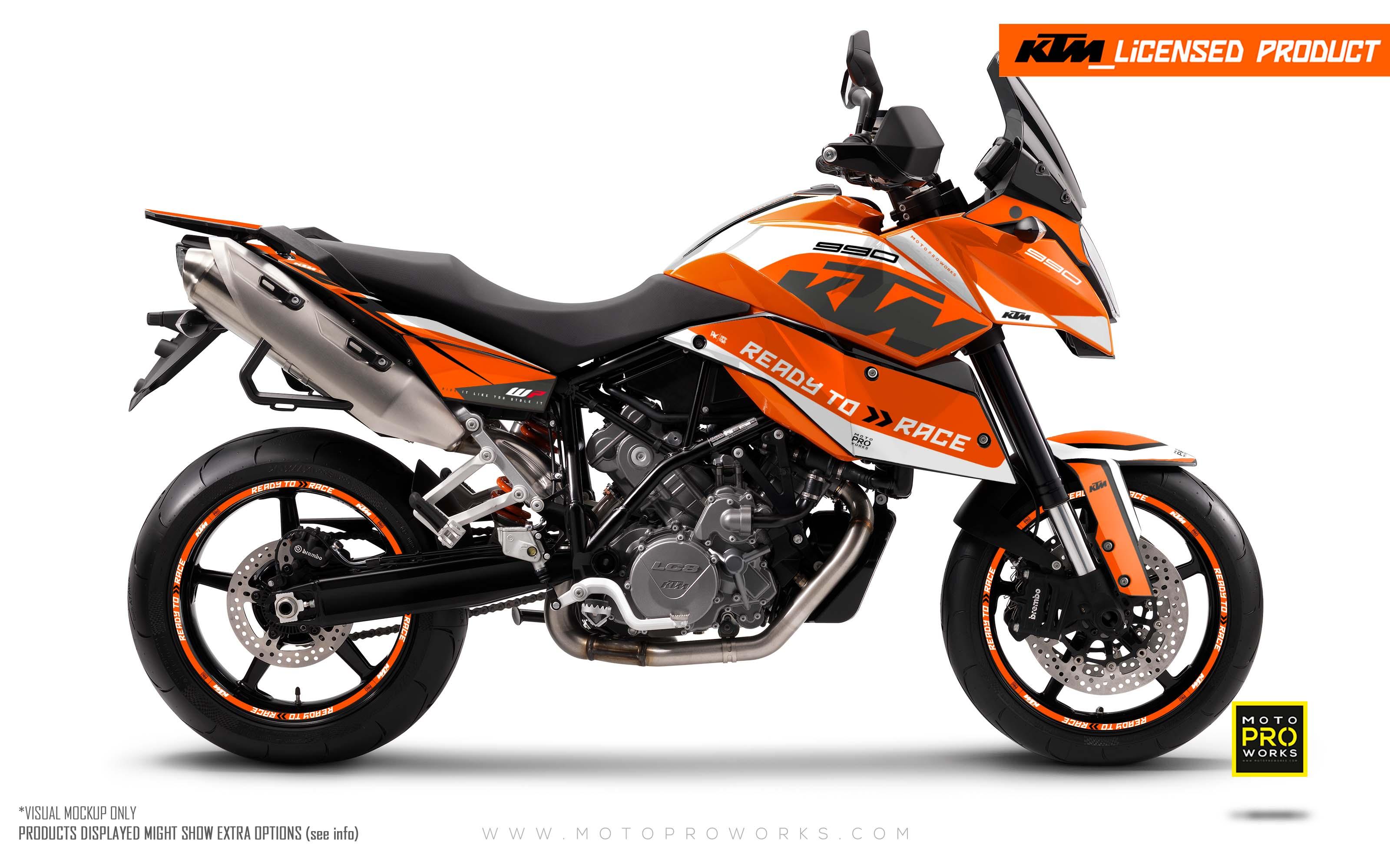 KTM 990 SM / SMR / SMT GRAPHICS - "Torque" (White/Orange) - MotoProWorks