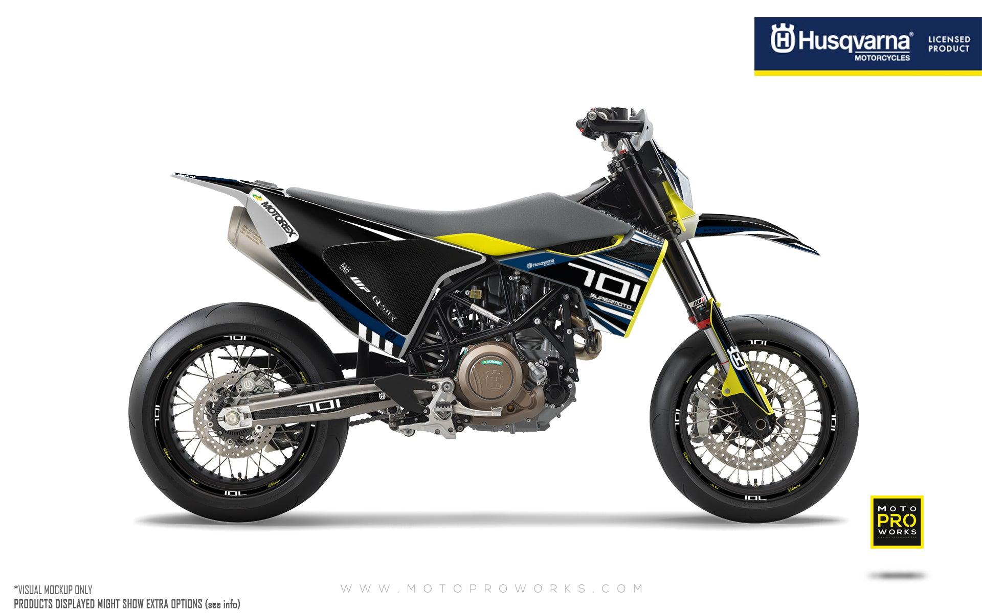 Husqvarna 701 GRAPHICS - "Vortex" (Black/Blue) - MotoProWorks